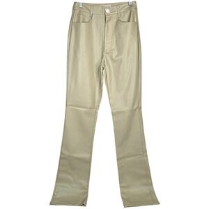 WeWoreWhat Buttery Vegan Leather Kick Flare‎ Pant 25 Oat NWT